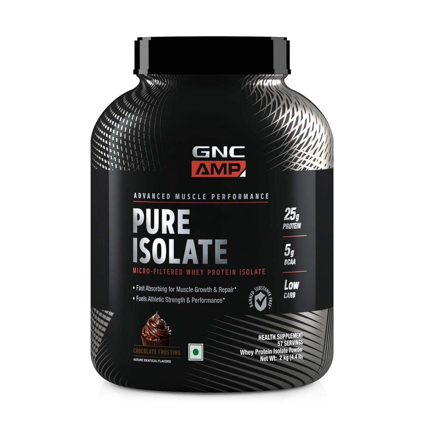 GNC AMP Pure Isolate - 4.4 lbs, 2 kg (Chocolate Frosting) - The Muscle Kart.com