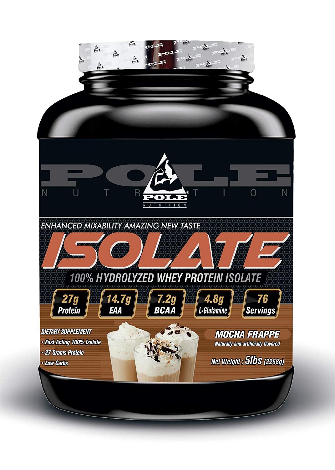 Pole Nutrition ISOLATE 100% Hydrolized Whey Protein Powder - 5 lbs, Mocha Frappe - The Muscle Kart.com