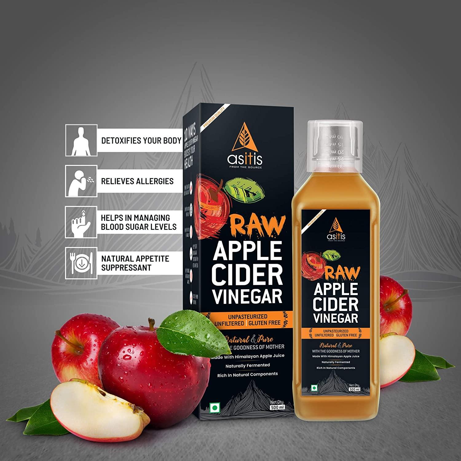 AS-IT-IS Nutrition Raw Apple Cider Vinegar with Mother (No flavor, Raw Apple Cider Vinegar = 500ml) - The Muscle Kart.com