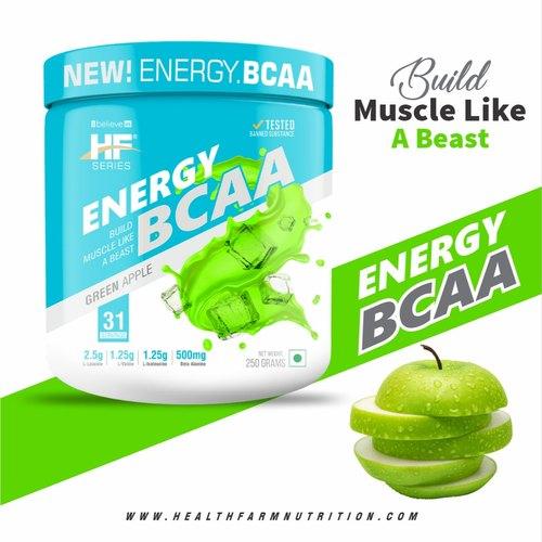 HealthfarmHF Series Energy Bcaa Supplement| Pre-Post Workout and Intra Workout Supplement,Reduce Muscle Fatigue and Enhances Endurance,250 gm|Flavour-APPLE - The Muscle Kart.com