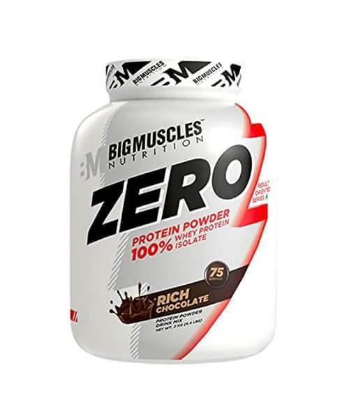 Big muscles Zero Protein Powder from 100% Whey Isolate Rich Chocolate - The Muscle Kart.com