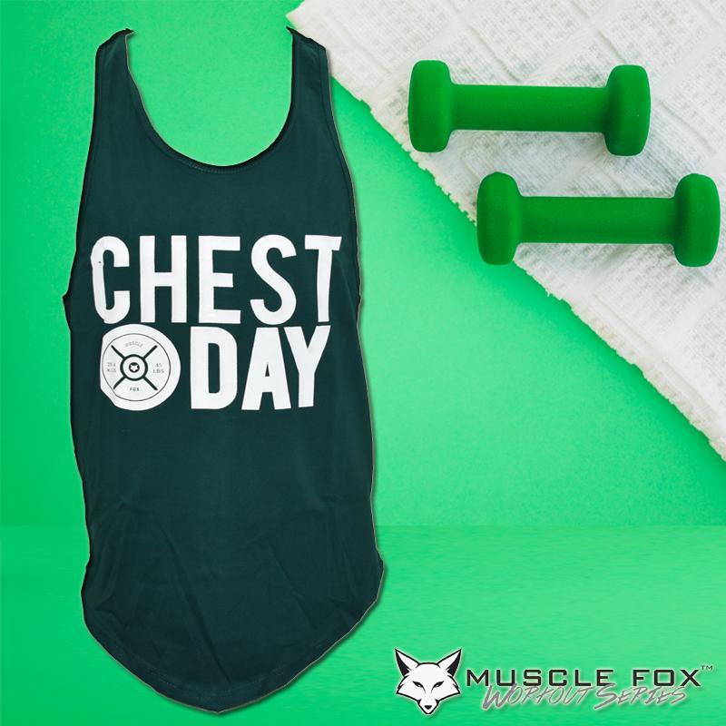 Muscle Fox Chest Day Green Vest - The Muscle Kart.com