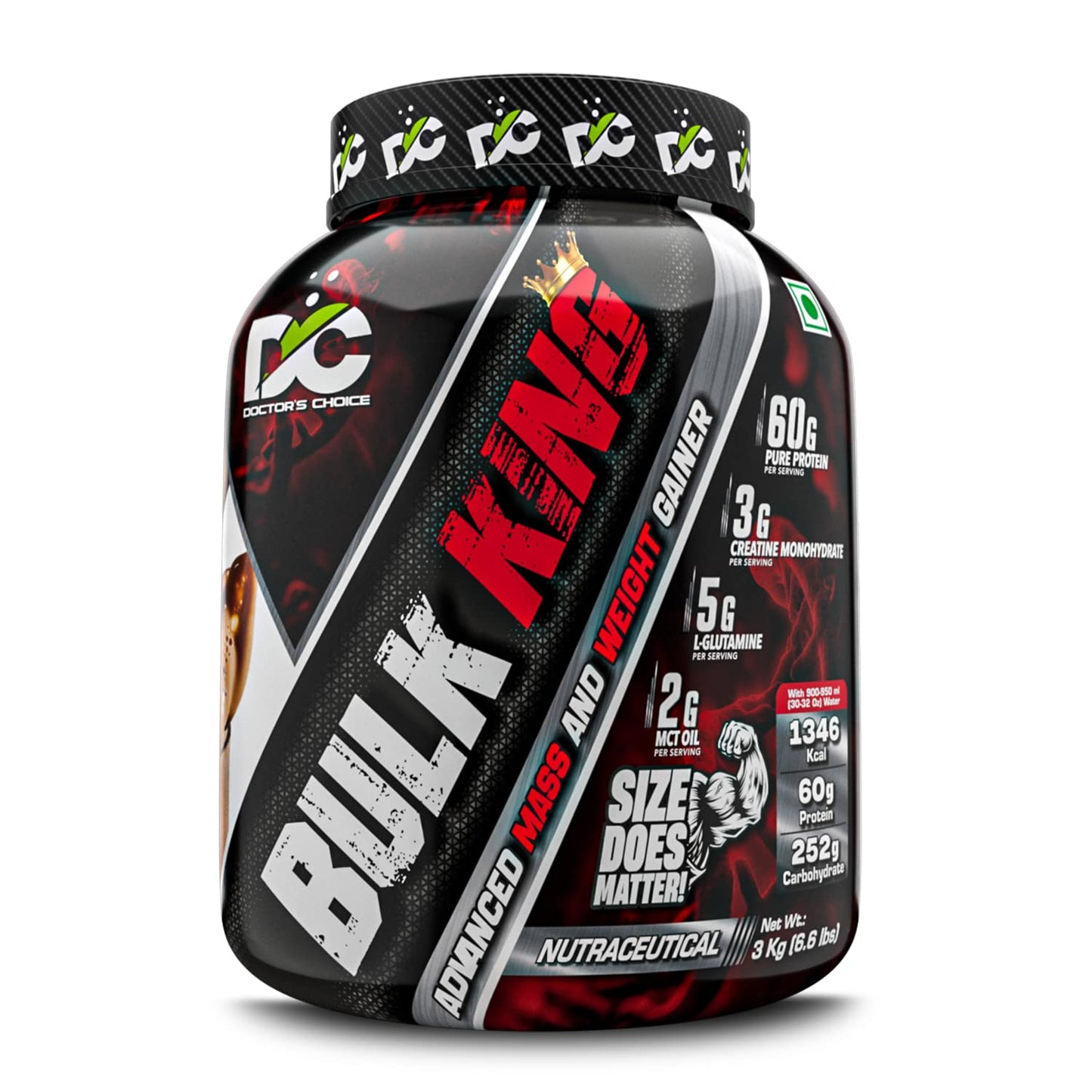 DC DOCTORS CHOICE Bulk King Advanced Mass and Weight Gainer for bulking (Choco Brownie Fudge, 3Kg Powder)