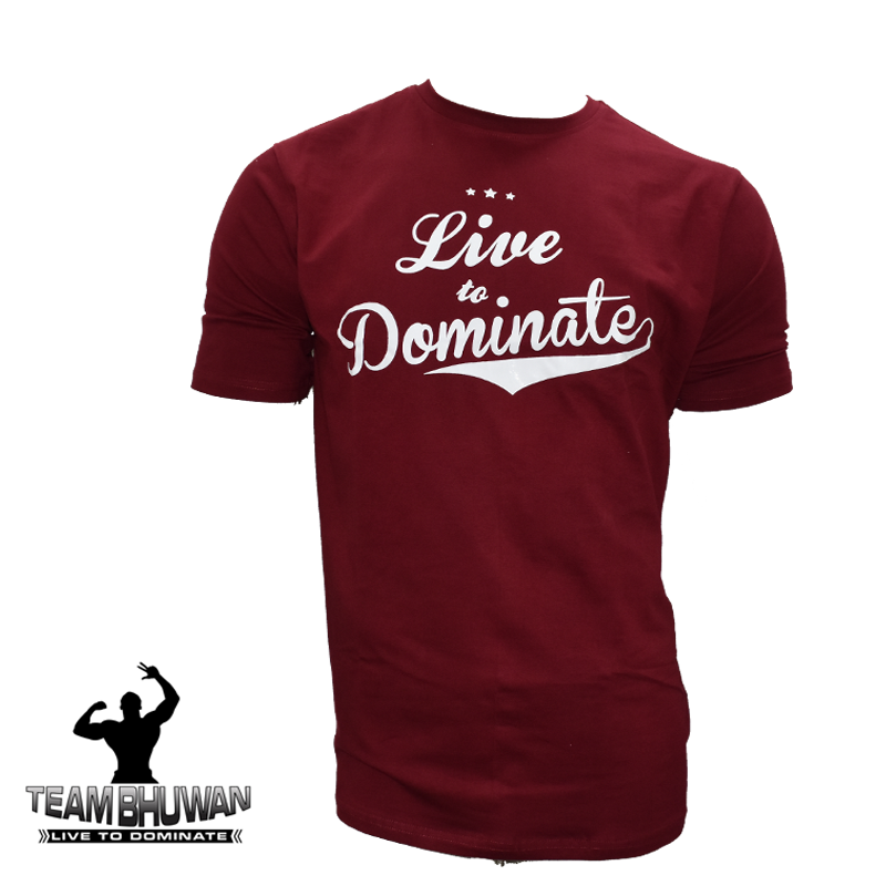 Live To Dominate Maroon T-shirt - The Muscle Kart.com