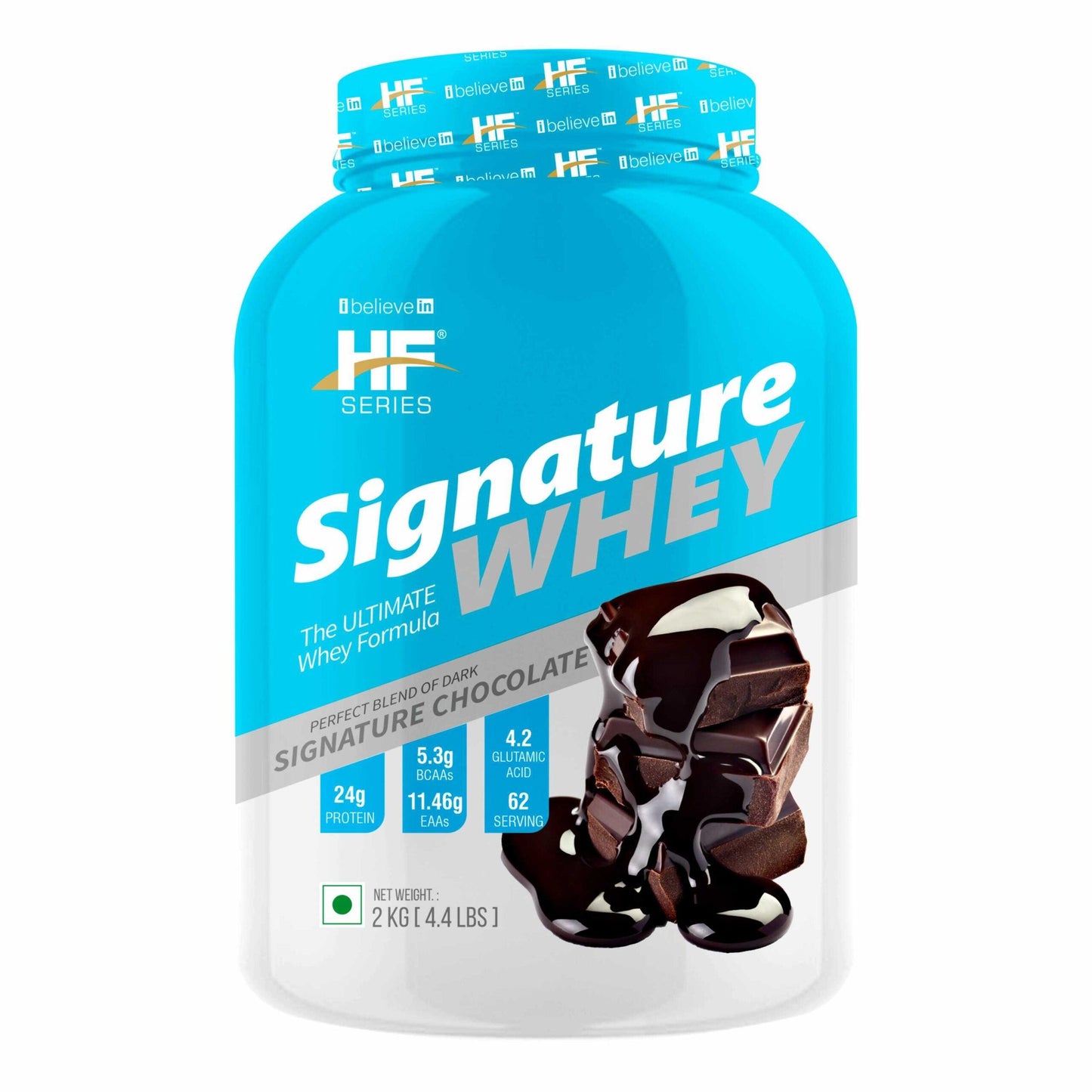 HF Series Signature Whey protein Powder|With added EAA and Glutamine|62 servings|Build Lean and Bigger Muscles|2Kg|Flavour-Signature Chocolate - The Muscle Kart.com