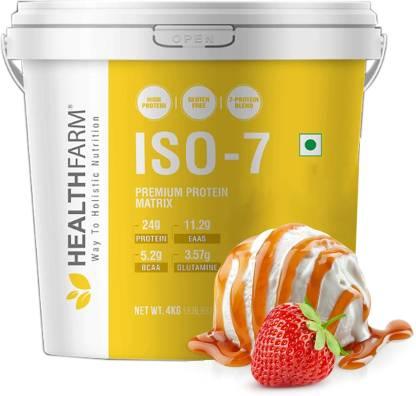 HEALTHFARM isolate whey protein/ISO 7 Whey Protein  (4 kg, CAREMEL STRAWBERRY) - The Muscle Kart.com