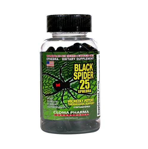Black Spider Fat Burner By Cloma Pharma 100 Capsules With Scan Code - The Muscle Kart.com