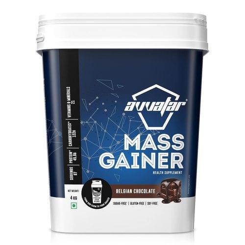 AVVATAR MASS GAINER | 4KG|BELGIAN CHOCOLATE FLAVOUR | MADE WITH 100% FRESH COW'S MILK - The Muscle Kart.com