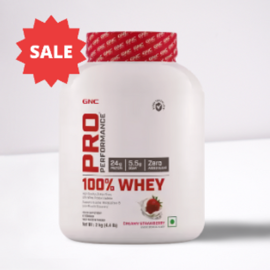 GNC Pro Performance 100% Whey Protein 4lbs Strawberry - The Muscle Kart.com