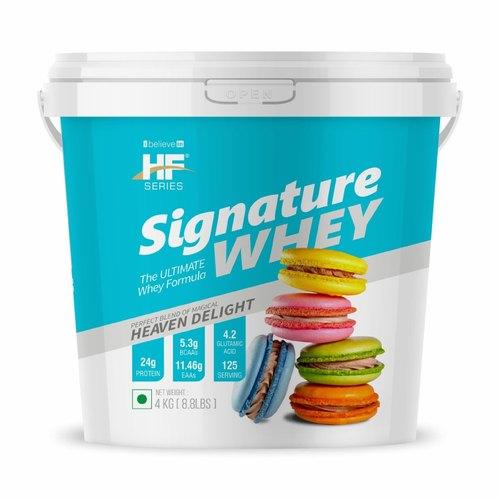 Healthfarm HF Series Signature Whey Protein Powder|Whey Isolate Protein Primary|With added EAA and Glutamine|125 SERVINGS|Build Lean and Bigger Muscles|4Kg (Heaven Delight) - The Muscle Kart.com