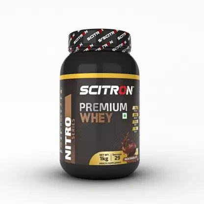 Scitron Nitro Series PREMIUM Whey Protein  (1 kg, Rich Chocolate) - The Muscle Kart.com