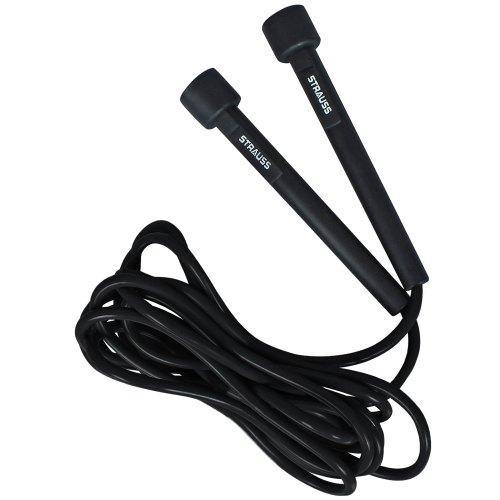 PVC Strauss Speed Skipping Rope, Black - The Muscle Kart.com
