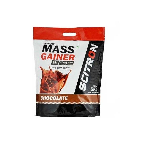 Scitron Supreme Mass Gainer (Post Workout, 20 Vitamins & Minerals, Weight Gainer) - 11 lbs (5 kg) (Chocolate) - The Muscle Kart.com