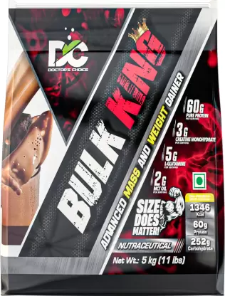 DC DOCTORS CHOICE Bulk King Advanced Mass Gainer and Weight Gainer For Bulking With Free Vest (Choco Brownie Fudge, 5Kg)